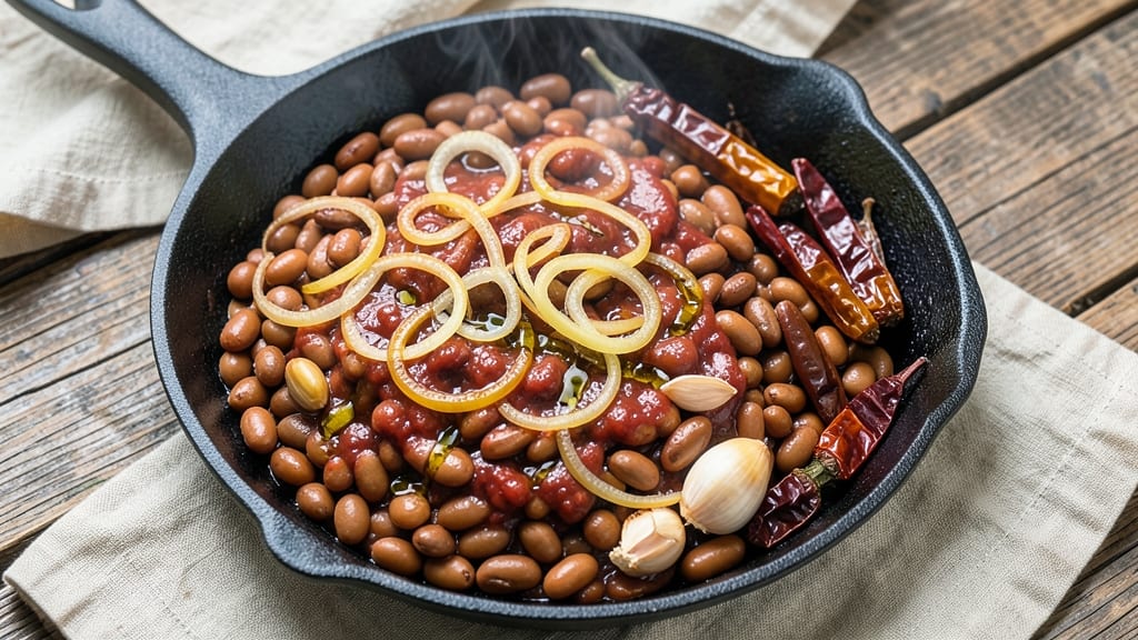 Authentic Mexican Charro Beans Recipe: Smoky Bacon Crunch Over Spiced Tomato Base