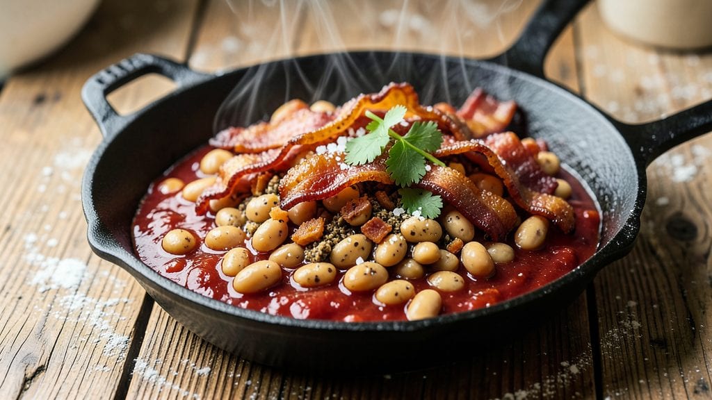 Chuy's Charro Beans Recipe: Crispy Bacon Bits Over Smoky Tomato Base