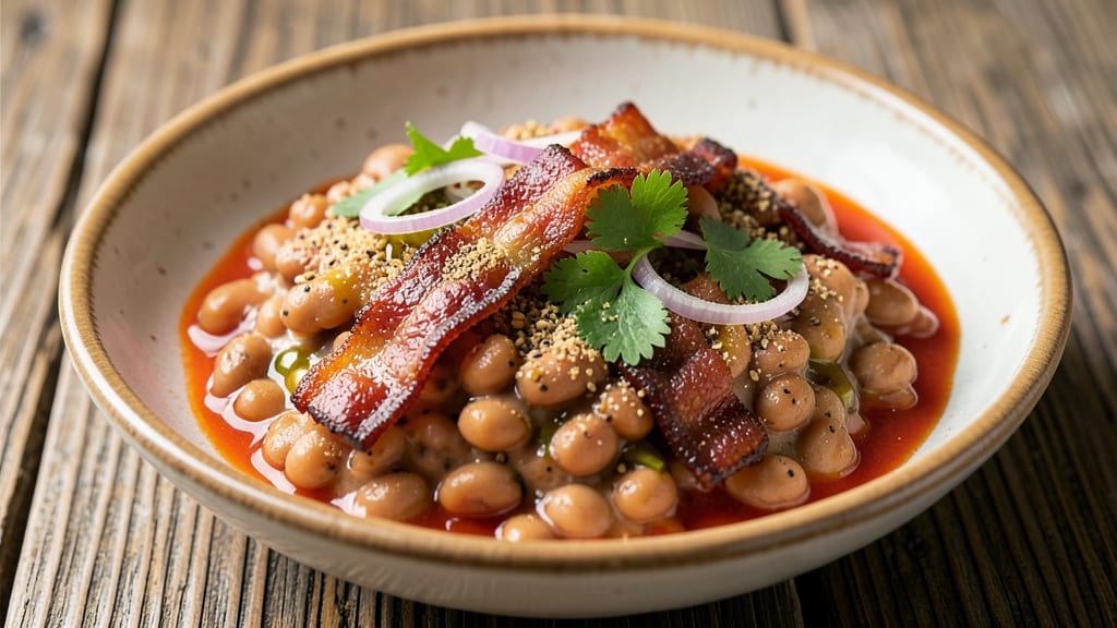 El Pollo Loco Pinto Beans Copycat Recipe: Smoky Bacon-Crusted Top With Creamy Tomato Heart