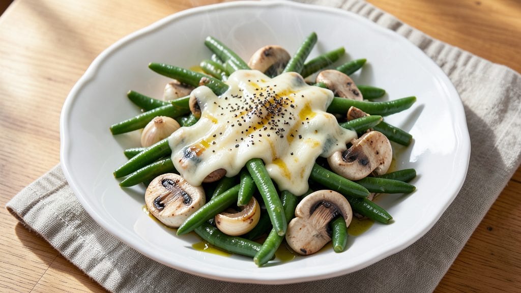 Martha Stewart's Green Beans With Gruyère and Mushrooms Recipe: Creamy Melty Cheese and Earthy Mushroom Bites