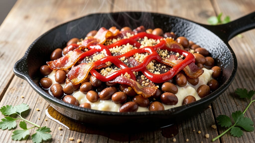 Old Fashioned Baked Bean Recipe Using Canned Beans: Smoky Molasses Crunch With Bacon Bits