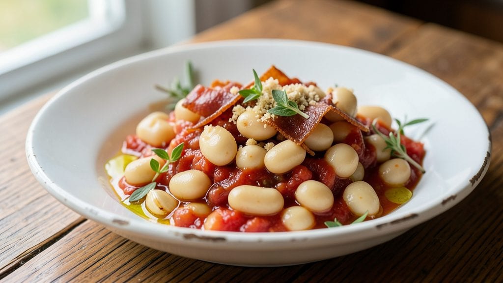 Roman Beans Recipe: Garlicky Tomato Simmer With Crispy Pancetta Bits