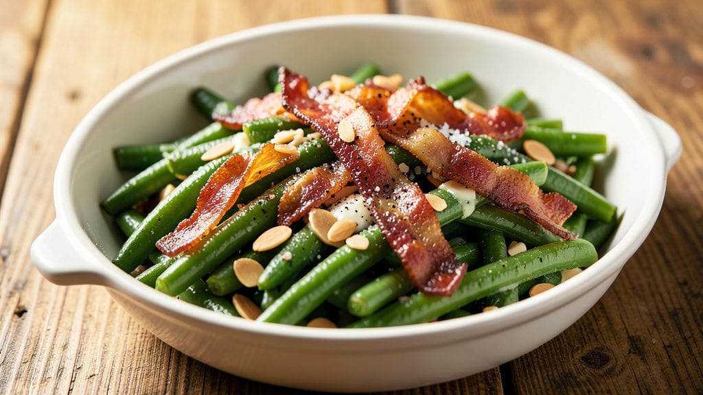 Texas Roadhouse Green Beans Copycat Recipe: Smoky Bacon-Crusted Crunch With Almond Topping